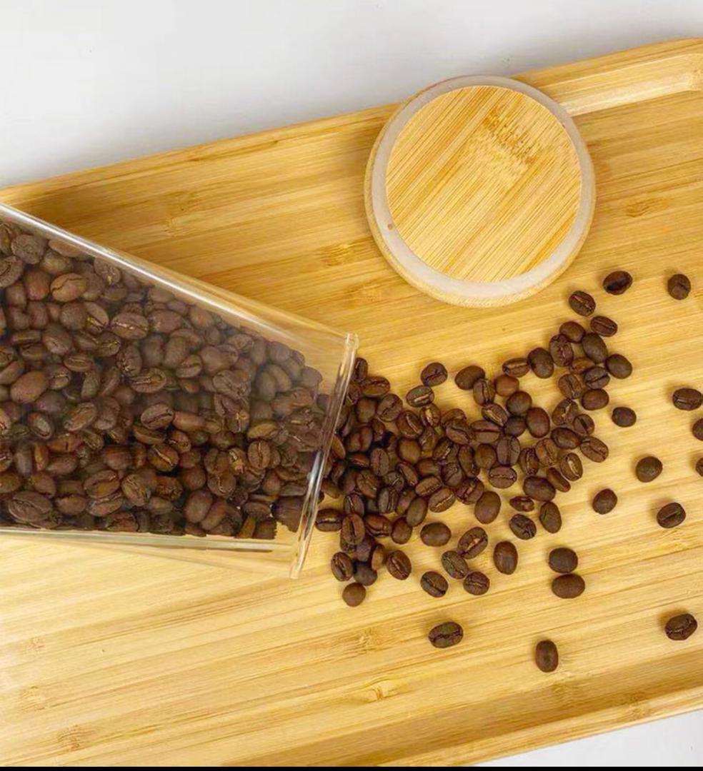برطمان زجاج قاعدة مربع غطاء خشب