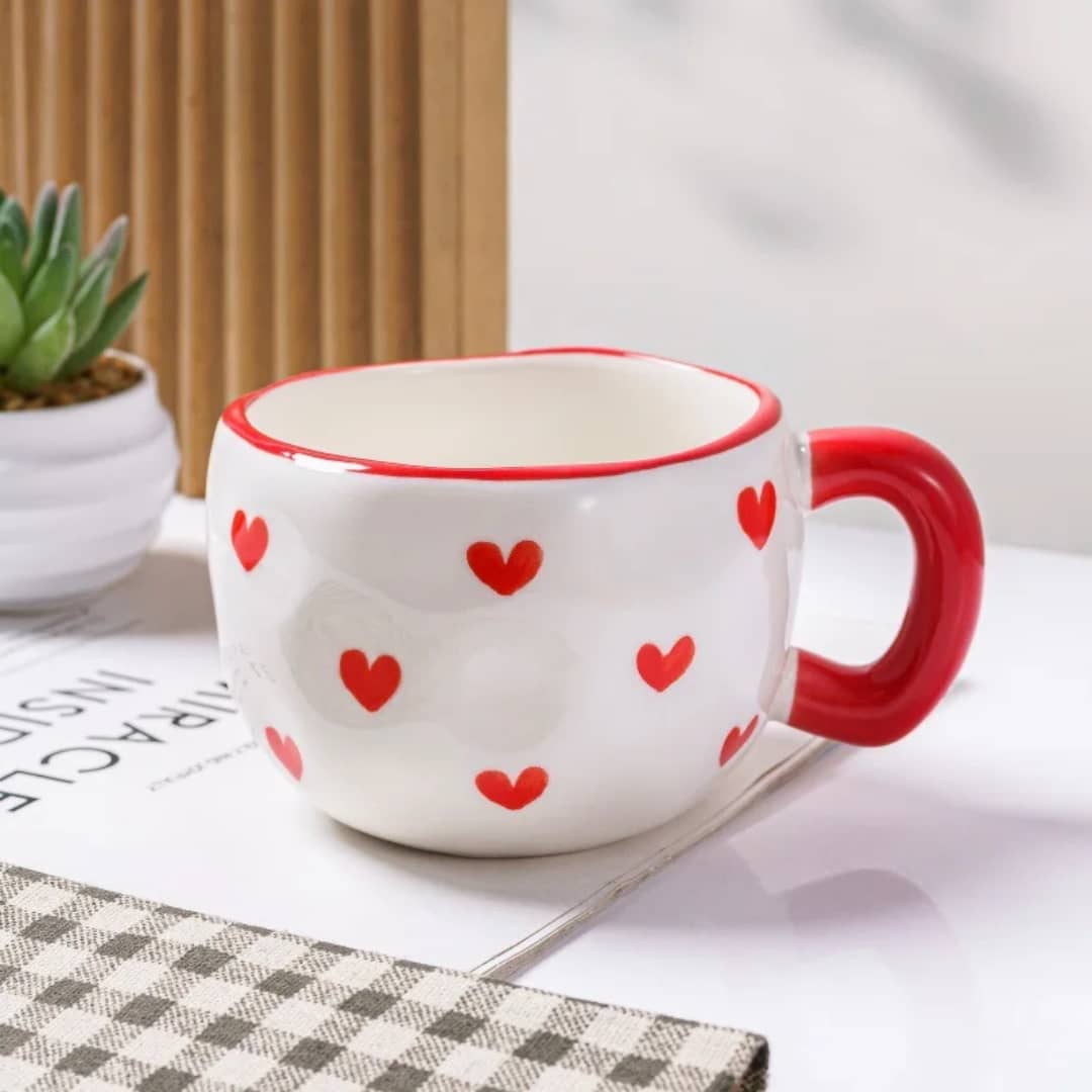 كوب سيراميك كبير - قلوب احمر AZ-3514