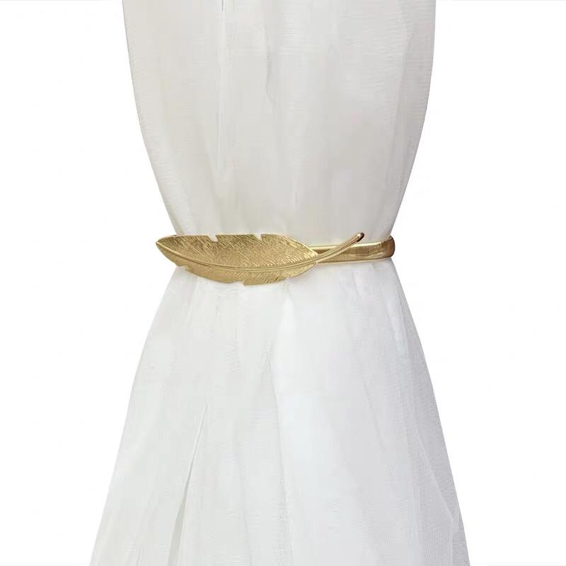 حبل -ربطات ستائر حديد شكل ورقة-قطعتين