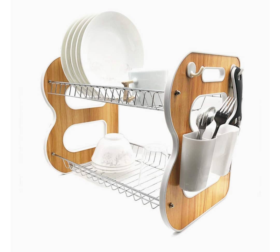 ستاند صحون ستيل جوانب خشب