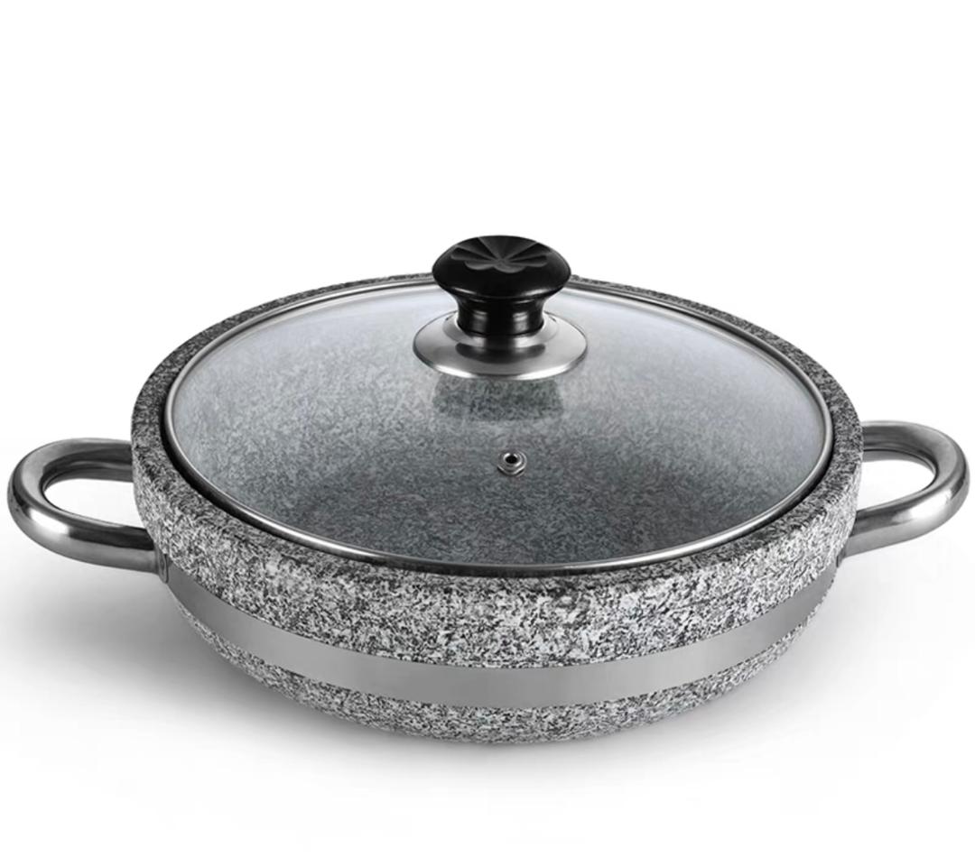 مقلى حجر غطاء زجاج يدين