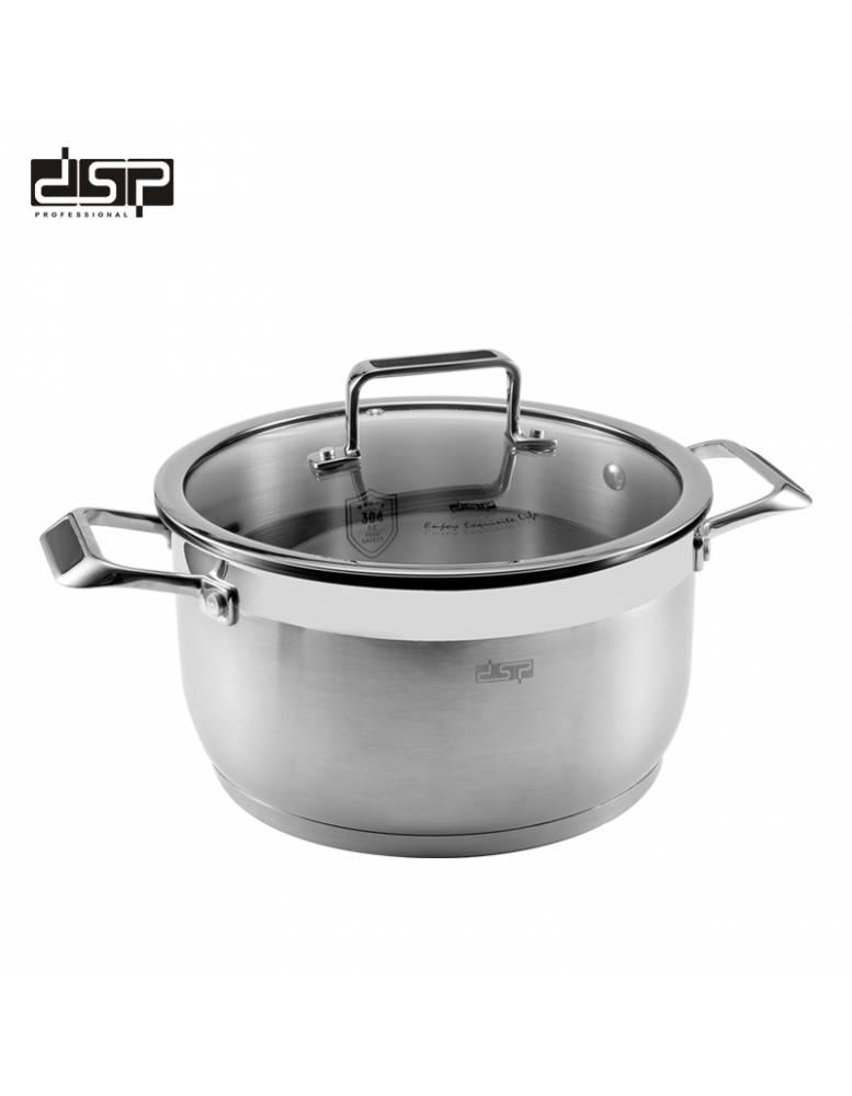 قدر طبخ ستيل غطاء زجاج مقاس 20  CS002-B20