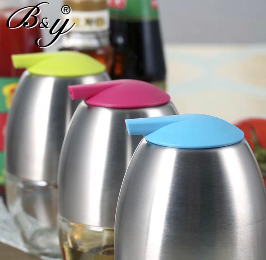 علبة زيت كروي زجاج مع استيل