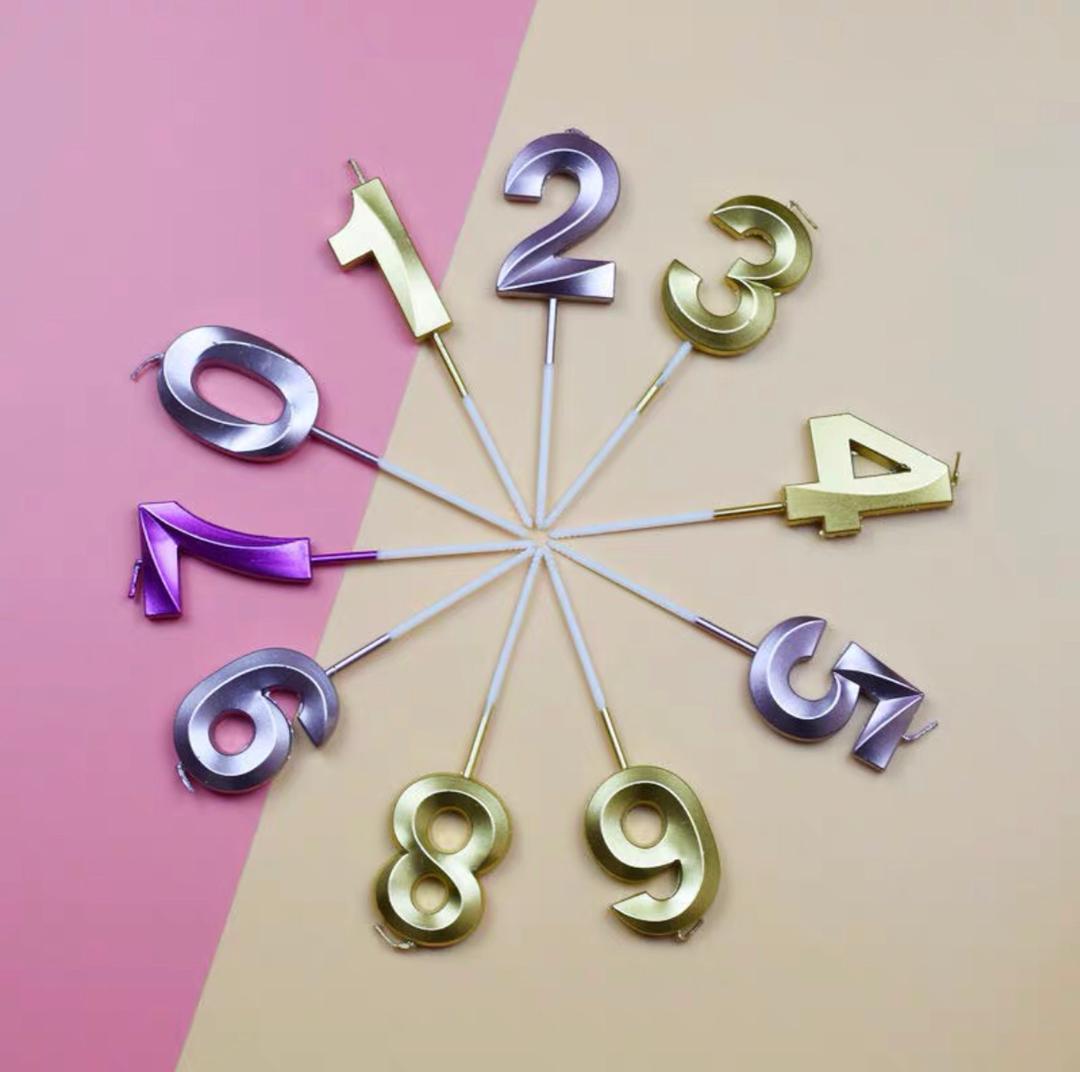 شمع اعياد ميلاد مجسم ارقام فضي-ذهبي